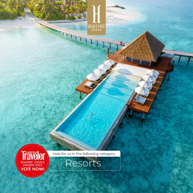 Vote for Heritance Aarah in the Condé Nast Traveler Readers' Choice Awards and support one of the Maldives’ finest escapes!

1.	Click the link in our bio
2.	Select the Category - Resorts
3.	Type in ‘Heritance Aarah’ and select Heritance Aarah
4.	Rate us in the series of questions
5.	Leave a note for the next traveler
6.	Submit or sign up to win an incredible prize

#HeritanceAarah #HeritanceHotelsandResorts #CondeNastTraveler #ReadersChoiceAwards #Maldives #VoteNow
