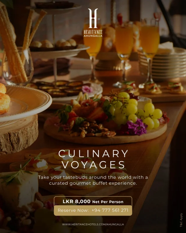 From Mediterranean bites to Asian delights, Culinary Voyages at Heritance Ahungalla brings the world to your plate. Indulge in a curated gourmet buffet that celebrates global cuisine, all in one unforgettable evening by the sea. 

Book Now. Call us on 0777 561 271.

#HeritanceAhungalla #HeritanceHotelsandResorts #CulinaryVoyages #GlobalFlavours #GourmetBuffet #FoodLoversParadise #IslandDining