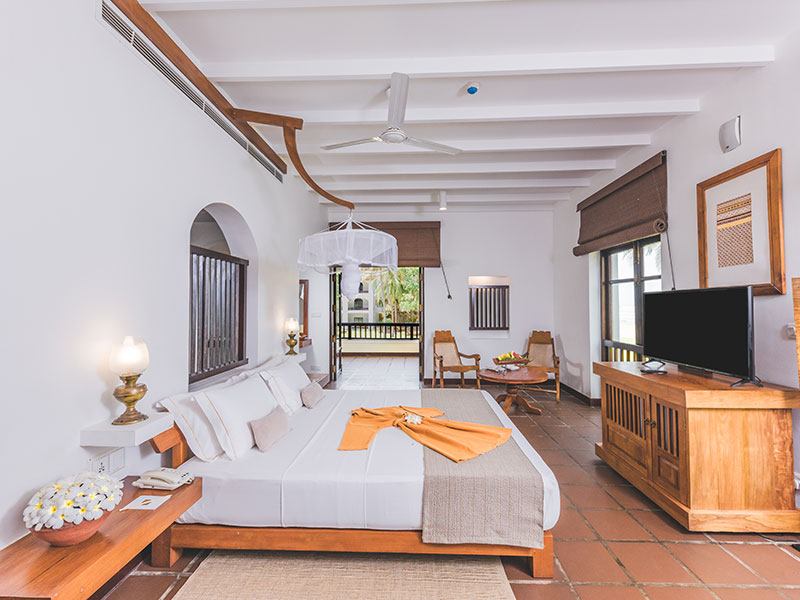 Interior of Corner Luxury Room at Heritance Ayurveda