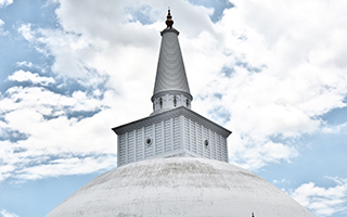 Stupa in Polonnaruwa on a cloudy sky