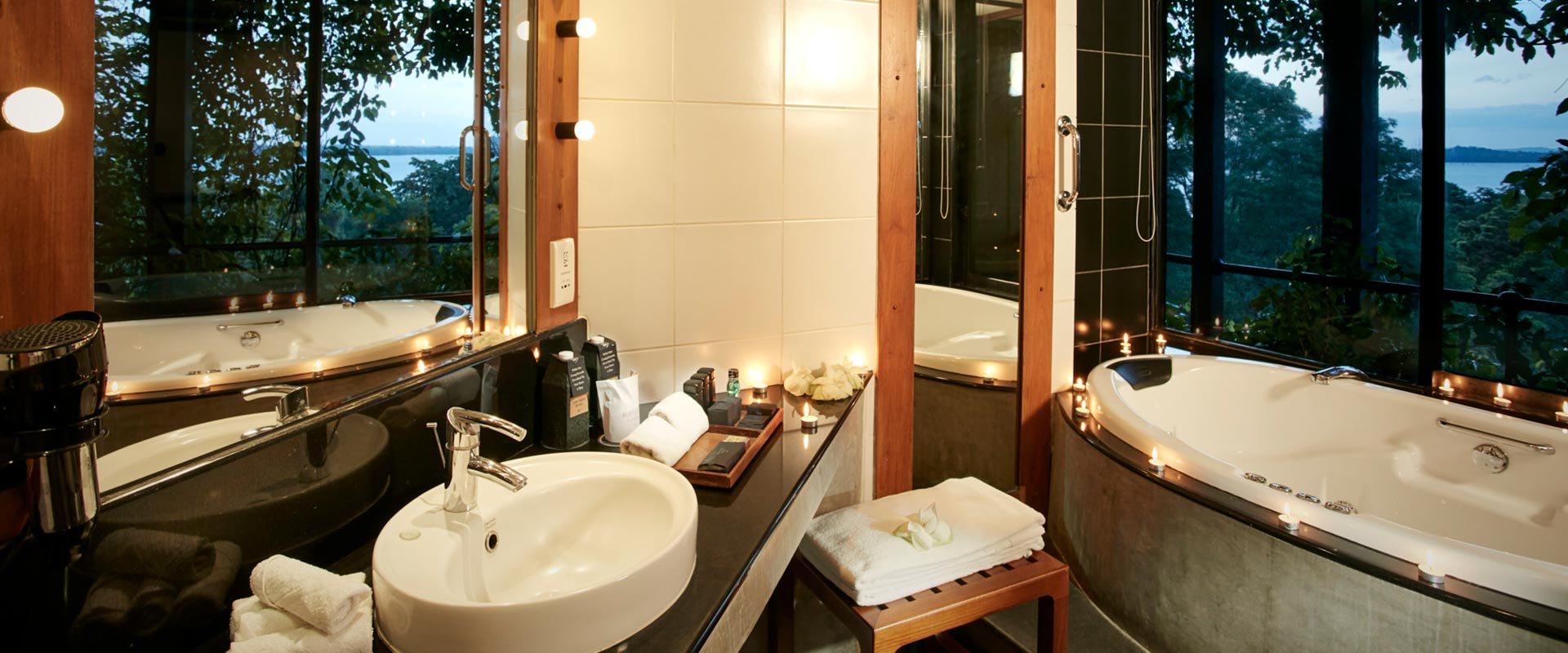 Suite Bathroom at Heritance Kandalama with a view